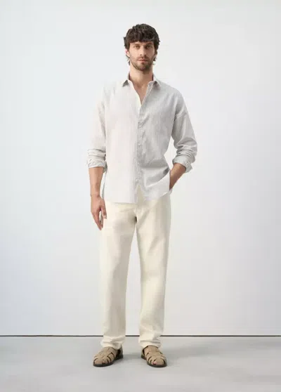 Mango Regular-fit Linen-cotton-blend Shirt In Sand