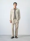 Mango Regular-fit Modal Jacket With Pockets In Ivory White