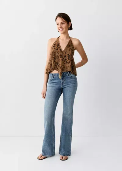 Mango Regular-waist Flared Jeans In Brown