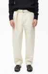 Mango Relaxed Belted Technical Pants In Ecru