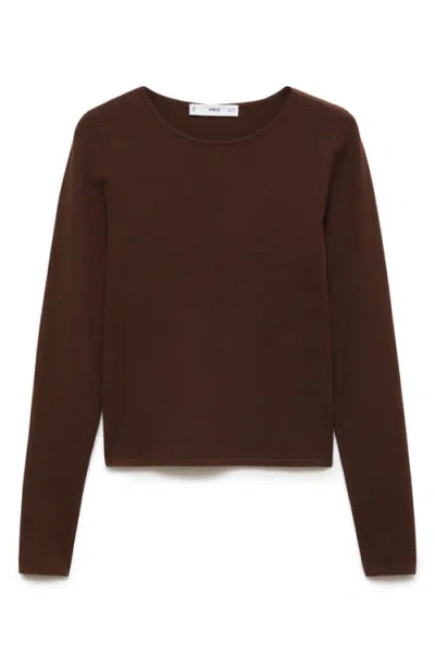 Mango Relaxed Crewneck Sweater In Brown