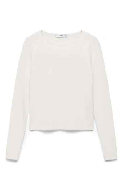 Mango Relaxed Crewneck Sweater In White