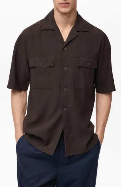 Mango Relaxed Fit Camp Shirt In Brown