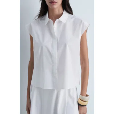 Mango Relaxed Fit Cap Sleeve Poplin Button-up Shirt In White