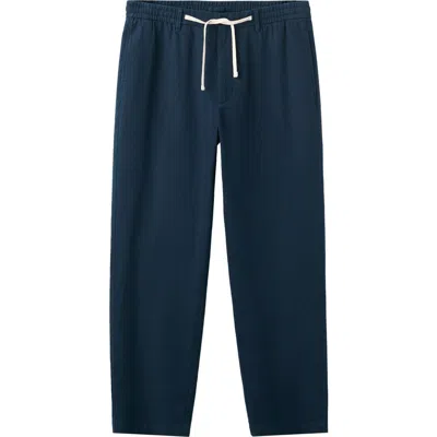 Mango Relaxed Fit Cotton & Linen Pants In Blue