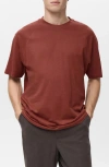 Mango Relaxed Fit Cotton & Linen Raglan T-shirt In Brown