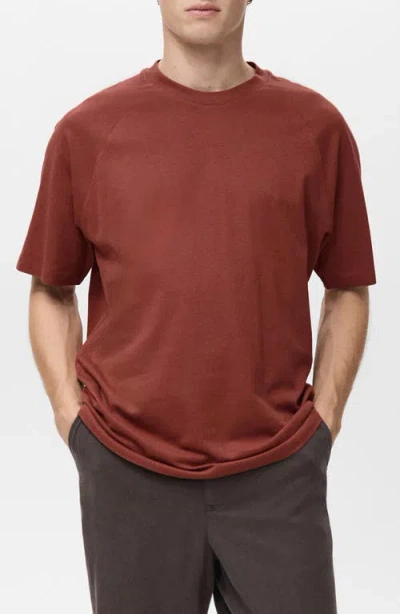 Mango Relaxed Fit Cotton & Linen Raglan T-shirt In Brown