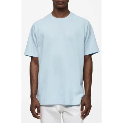 Mango Relaxed Fit Linen Mix T-shirt In Sky Blue
