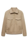 Mango Relaxed Fit Cotton Blend Jacket In Neutral