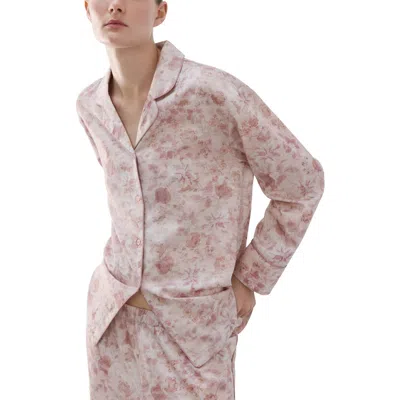 Mango Relaxed Fit Cotton Pajama Top In Pink