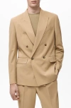 Mango Relaxed Fit Double Breasted Suit Jacket In Gold
