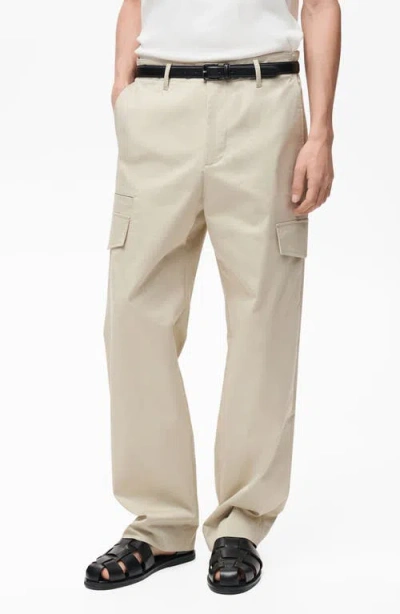 Mango Relaxed Fit Flat Front Multipocket Pants In Pastel Yellow