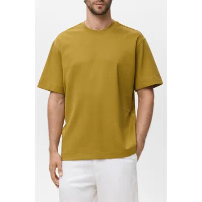 Mango Relaxed Fit Heavyweight Cotton Blend T-shirt In Green