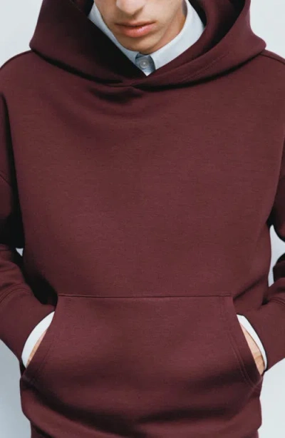 Mango Relaxed Fit Hoodie In Burgundy