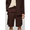 Mango Relaxed Fit Pleated Bermuda Shorts In Brown
