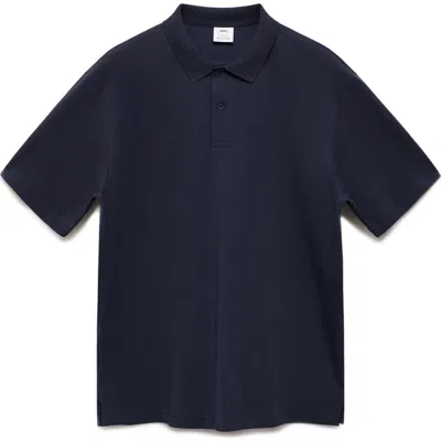 Mango Relaxed Fit Polo Shirt In Dark Navy