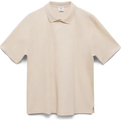 Mango Relaxed Fit Polo Shirt In Ecru