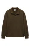 Mango Men's 100% Merino Wool Zipper Collar Sweater In Khaki Green