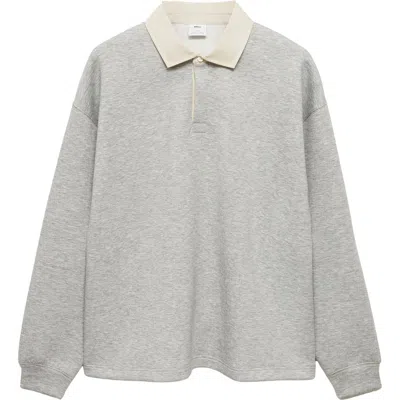 Mango Relaxed Fit Polo Sweatshirt In Medium Heather Grey