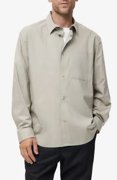 Mango Relaxed Fit Solid Snap-up Shirt In Gray