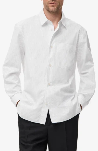 Mango Relaxed Fit Stripe Button-up Shirt In White