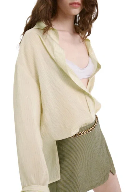 Mango Relaxed Fit Stripe Button-up Shirt In Neutral