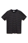 Mango Relaxed Fit Stripe Cotton T-shirt In Black