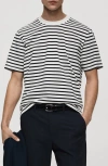 Mango Relaxed Fit Stripe Cotton T-shirt In White