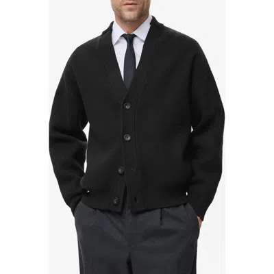 Mango Relaxed Fit V-neck Cardigan In Black
