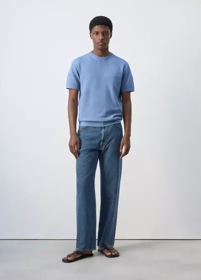 Mango Relaxed-fit 100% Cotton Jeans In Dark Blue