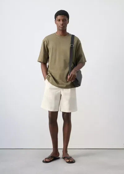 Mango Relaxed-fit 260-gsm T-shirt In Khaki