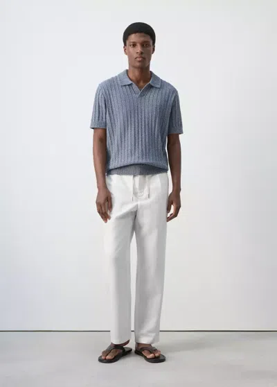 Mango Relaxed-fit Lyocell-linen Pants In White