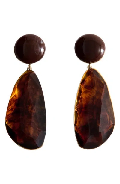 Mango Resin Pendant Drop Earrings In Brown