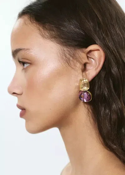 Mango Resin Pendant Earrings In Purple