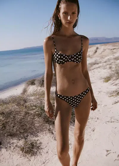 Mango Reversible Polka-dot Cheeky Bikini Bottoms In Multi