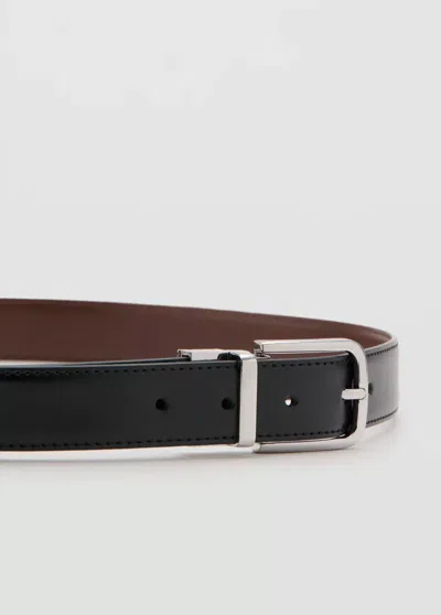 Mango Reversible Suit Leather Belt In Black