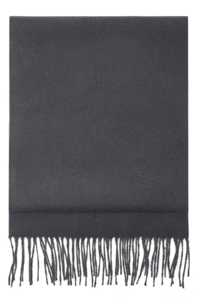 Mango Reversible Two-tone Fringe Scarf In Gray