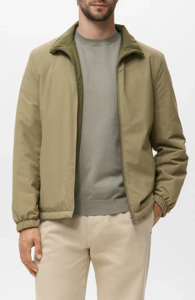 Mango Reversible Water Repellent Jacket In Green