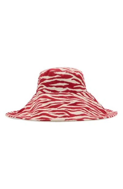 Mango Reversible Zebra Print Bucket Hat In Red