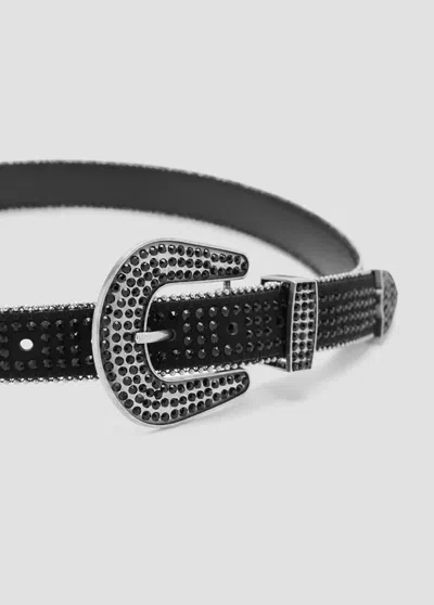Mango Rhinestone Belt In Black