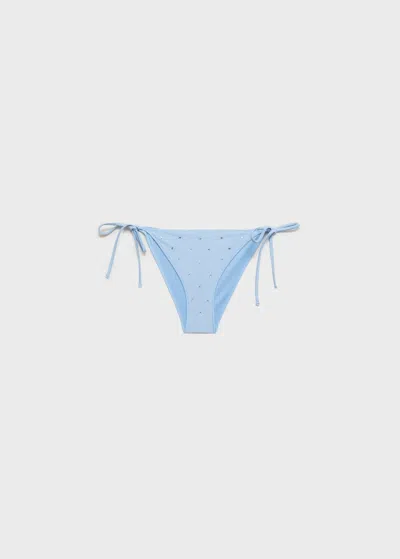 Mango Culotte Bikini Strass Bleu Ciel - Femme - L -