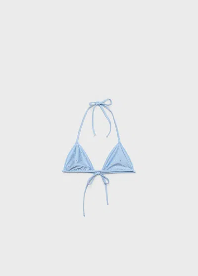 Mango Haut Bikini Strass Bleu Ciel - Femme - L -