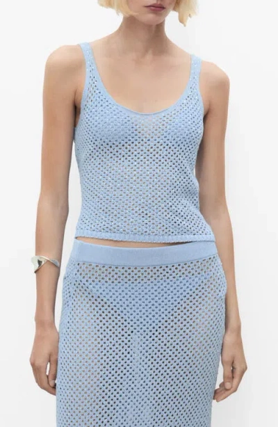 MANGO MANGO RHINESTONE DETAIL OPEN STITCH KNIT TANK