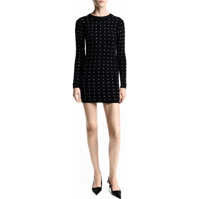 Mango Women's Rhinestone Detail Knitted Dress In Black