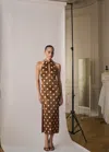 Mango Rhinestone Polka-dot Halter Dress Brown In Marron