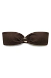 Mango Rib Bandeau Bikini Top In Brown