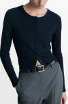 Mango Rib Button-up Cardigan In Dark Navy
