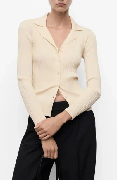 MANGO MANGO RIB BUTTON-UP CARDIGAN
