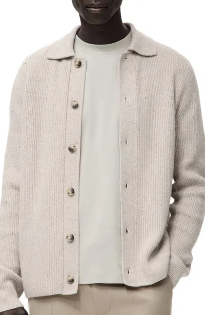 Mango Rib Collar Cardigan In Gray