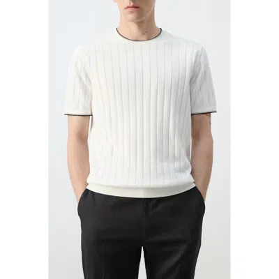 Mango Rib Crewneck Shirt In White